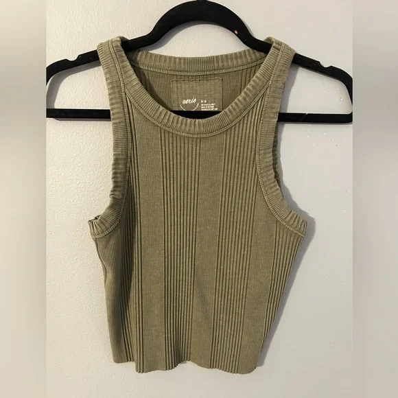 Aerie Ribbed Tank Top - Olive - Picture 4 of 6